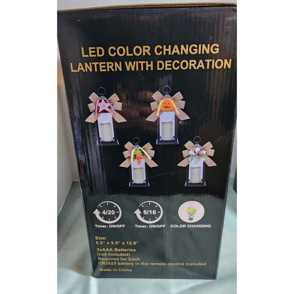 Black LED Color Changing Lantern With Decoration Easter Halloween Christmas 4th - Picture 2 of 3